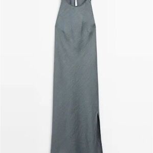 Elegant Grey Sleeveless Maxi Dress massimo dutti new